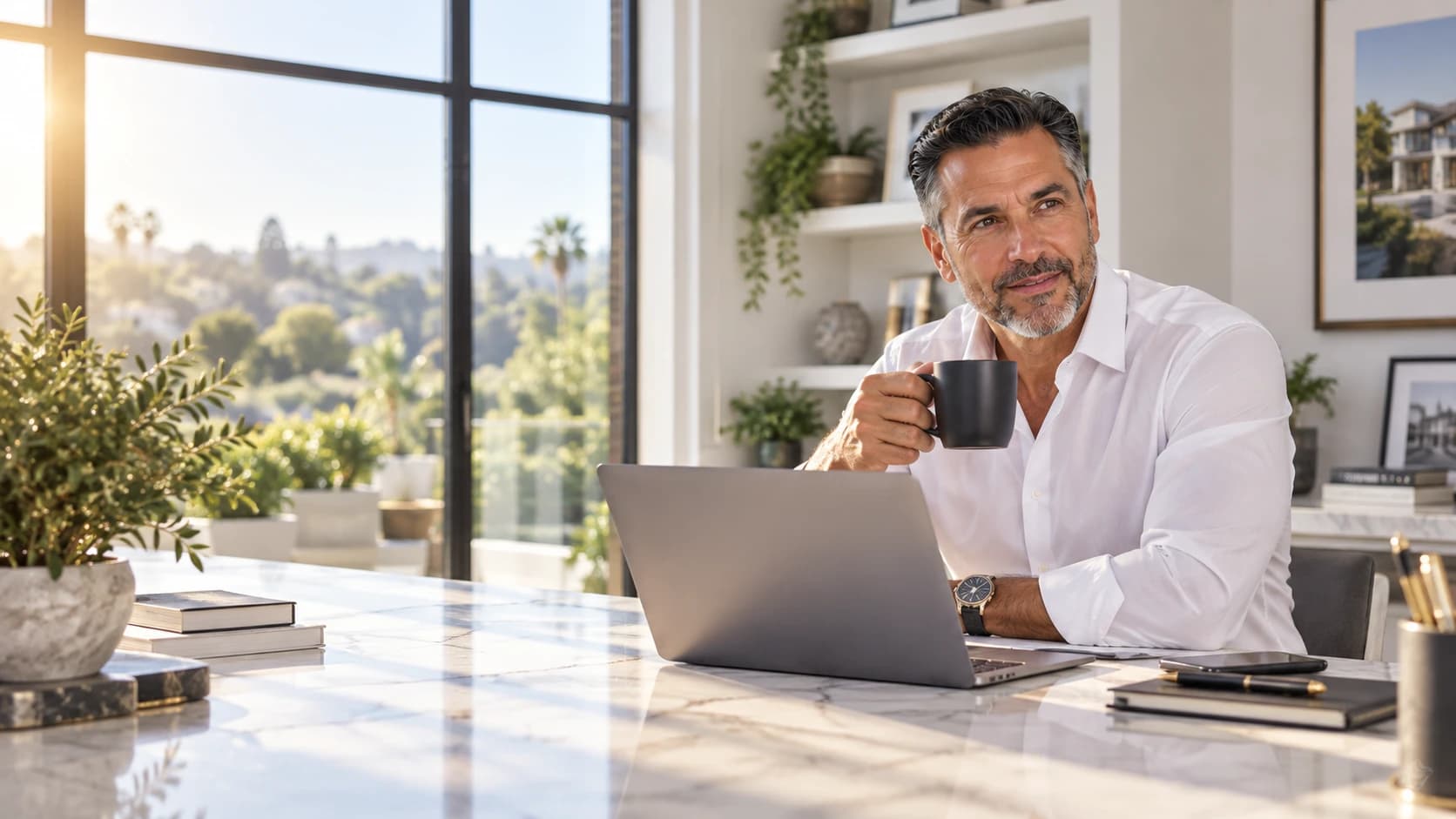 A real estate agent at a home showing