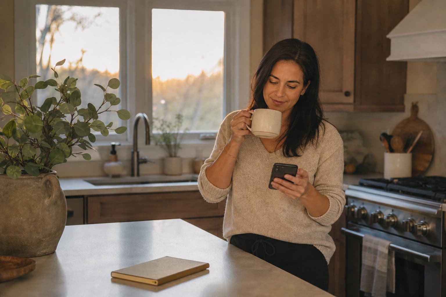 A real estate agent beginning the workday with AgentNook